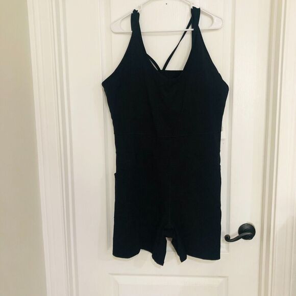 Calvin Klein Performance Women's Strappy-Back Active Romper Black Plus Size 3X - Picture 2 of 11